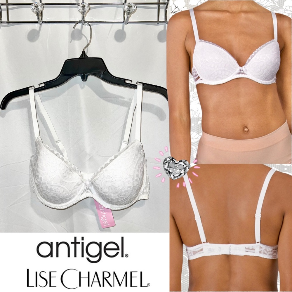 ANTIGEL Full Coverage Underwire White Lace Bra 36D - G47 Courbes Nature